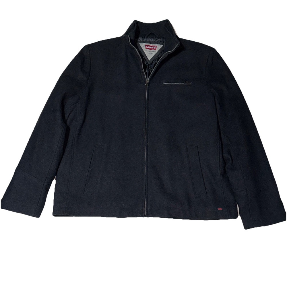 Vintage Levi's Chore Jacket Men's Large Wool Quilted Field Coat Barn Utility Blk - Picture 2 of 10